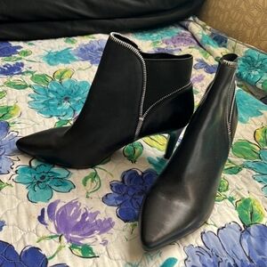 Black Ankle Boots with Silver Accents
